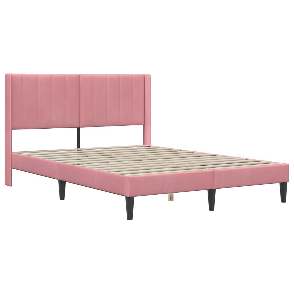 vidaXL Rama łóżka z materacem różowy 120 x 190 cm Welur