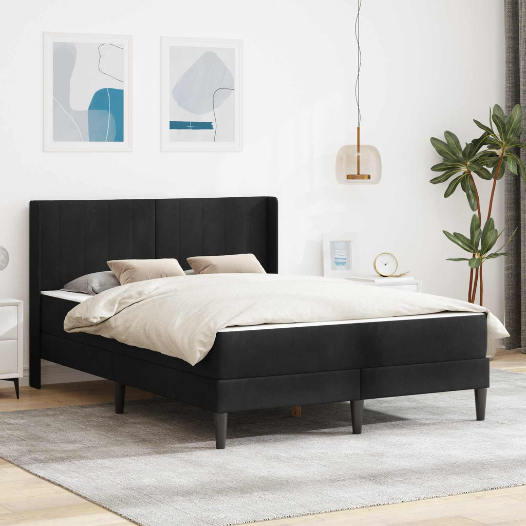 vidaXL Rama łóżka z materacem Z zagłówkiem Czarny 120 x 200 cm Welur