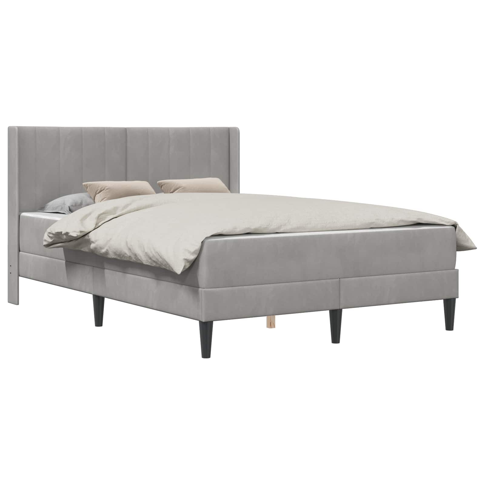 vidaXL Rama łóżka z materacem jasnoszary 140 x 190 cm Welur