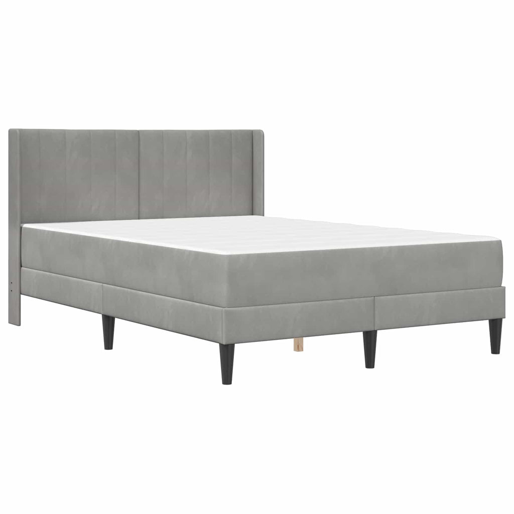 vidaXL Rama łóżka z materacem jasnoszary 140 x 190 cm Welur