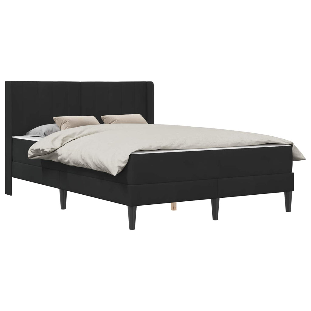 vidaXL Rama łóżka z materacem Z zagłówkiem Czarny 140 x 190 cm Welur
