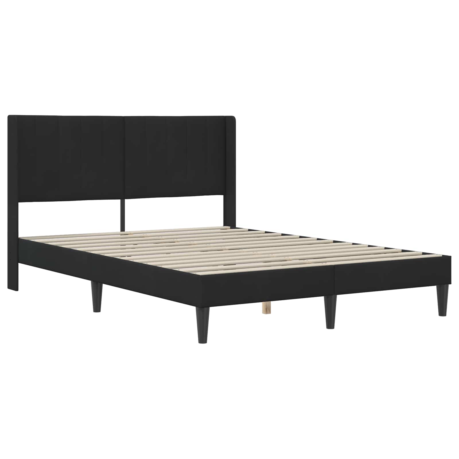 vidaXL Rama łóżka z materacem Z zagłówkiem Czarny 140 x 190 cm Welur