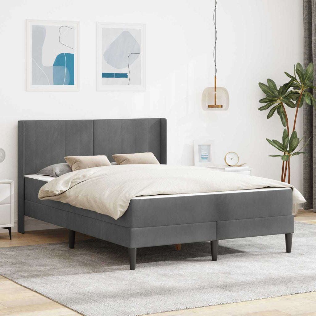 vidaXL Rama łóżka z materacem ciemnoszary 140 x 200 cm Welur