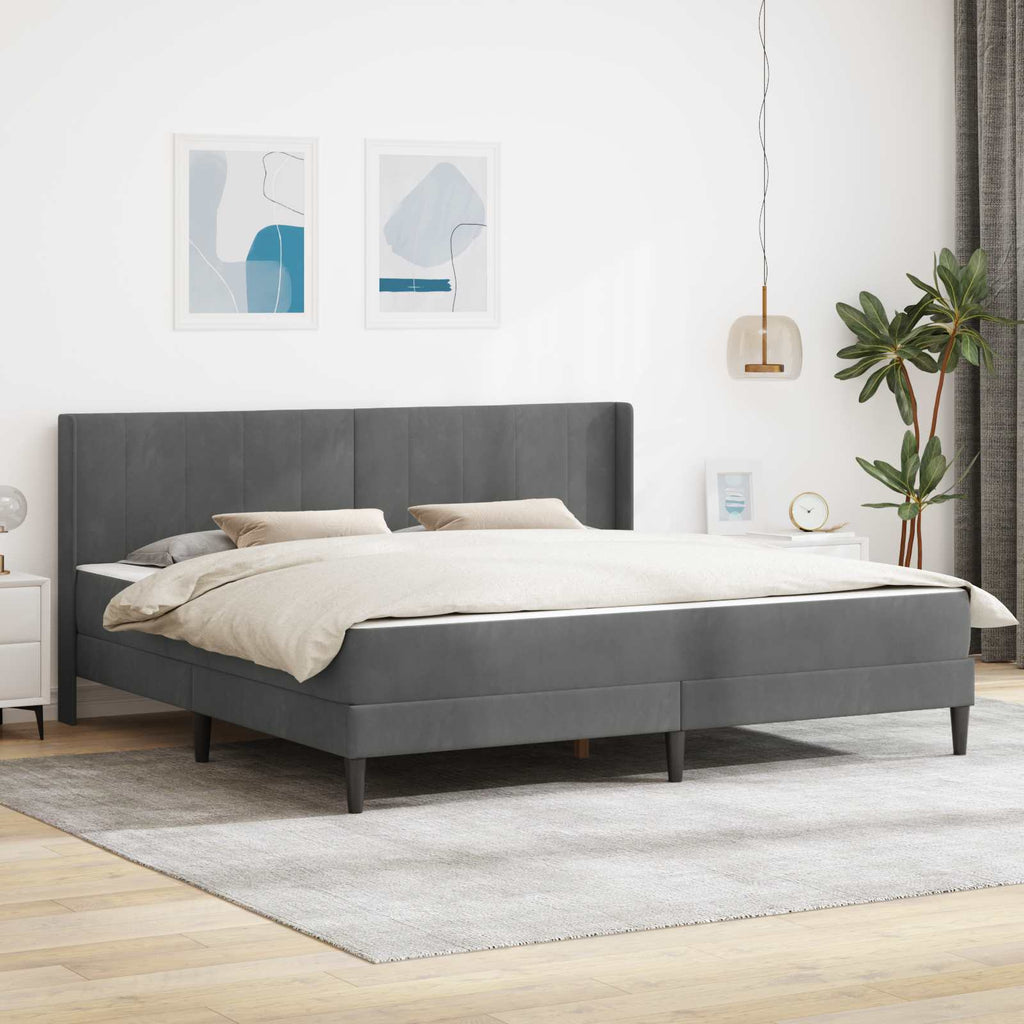 vidaXL Rama łóżka z materacem ciemnoszary 180 x 200 cm Welur