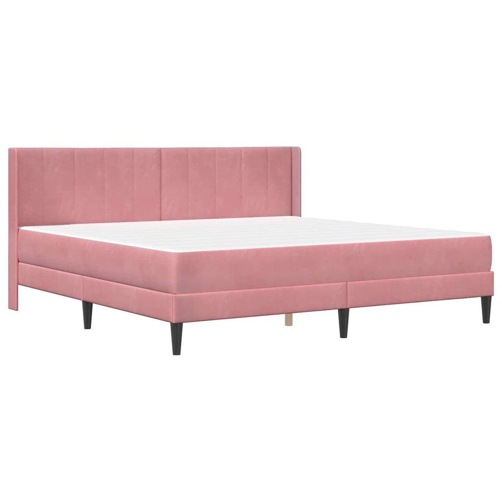 vidaXL Rama łóżka z materacem Z zagłówkiem różowy 180 x 200 cm Welur