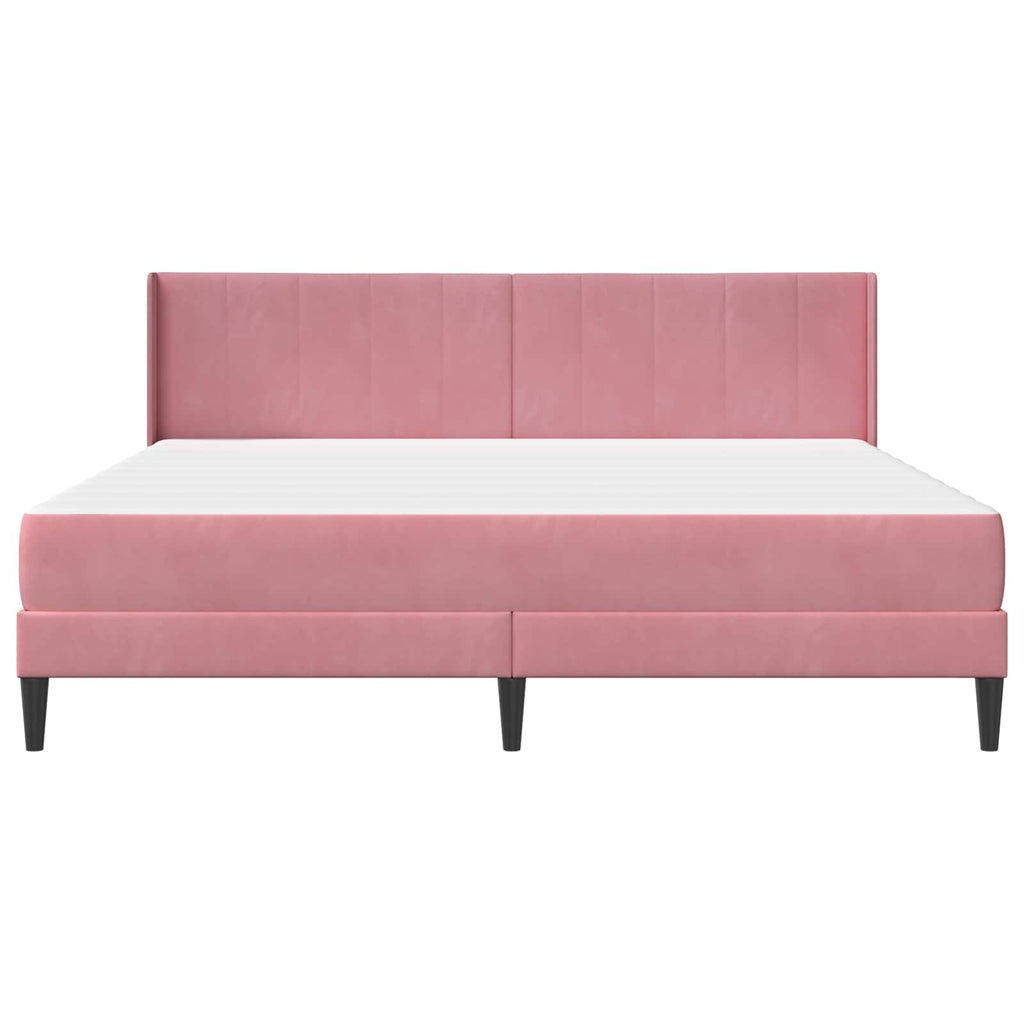 vidaXL Rama łóżka z materacem Z zagłówkiem różowy 180 x 200 cm Welur