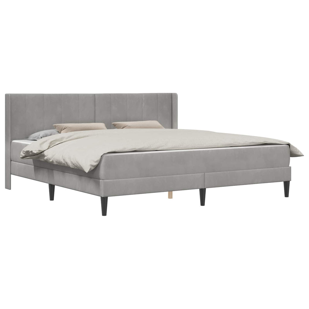 vidaXL Rama łóżka z materacem jasnoszary 200 x 200 cm Welur