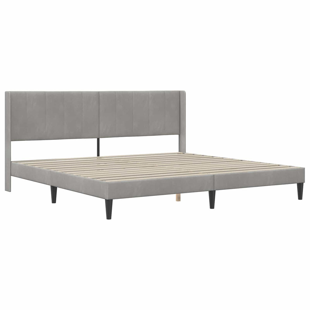 vidaXL Rama łóżka z materacem jasnoszary 200 x 200 cm Welur