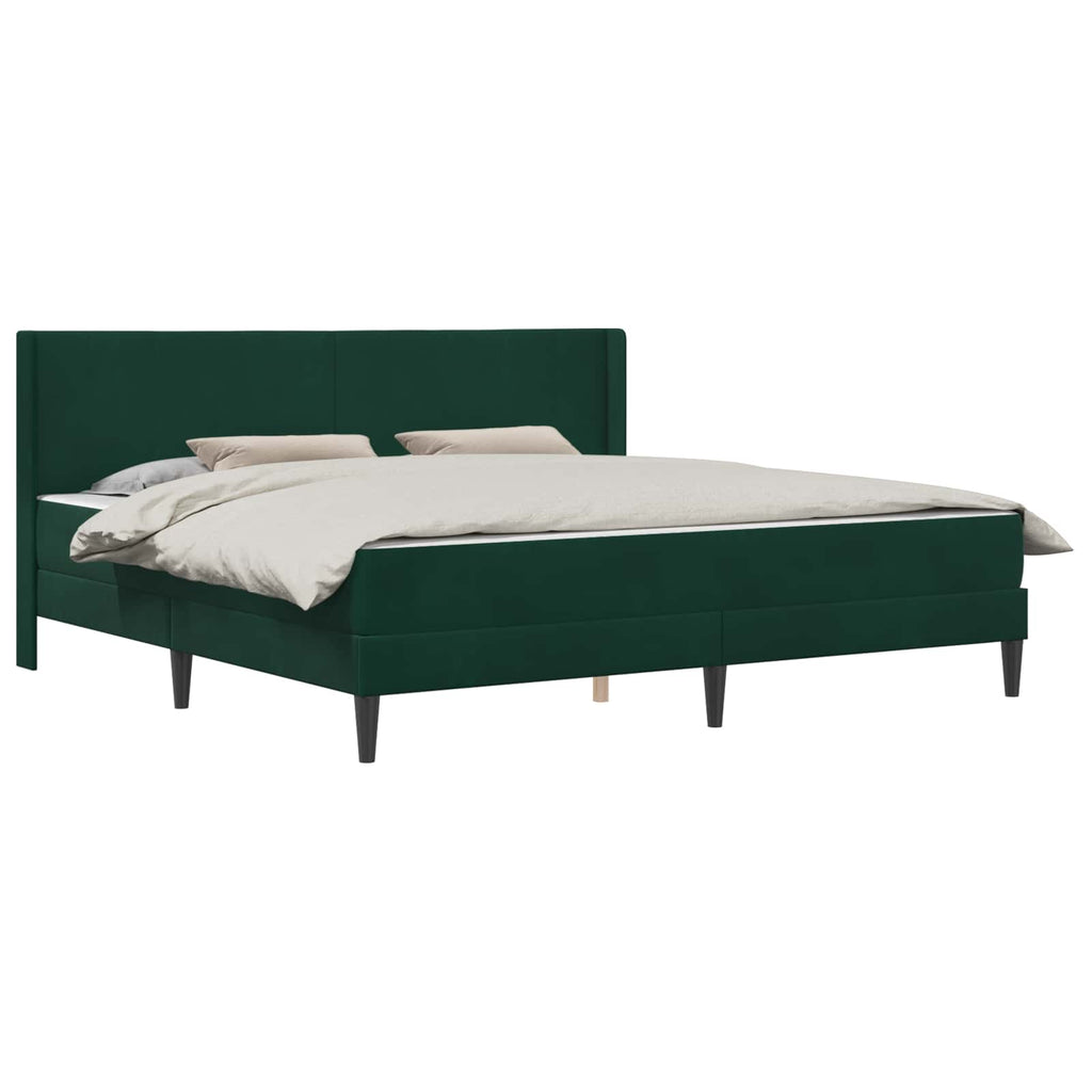 vidaXL Rama łóżka z materacem Ciemnozielony 200 x 200 cm Welur