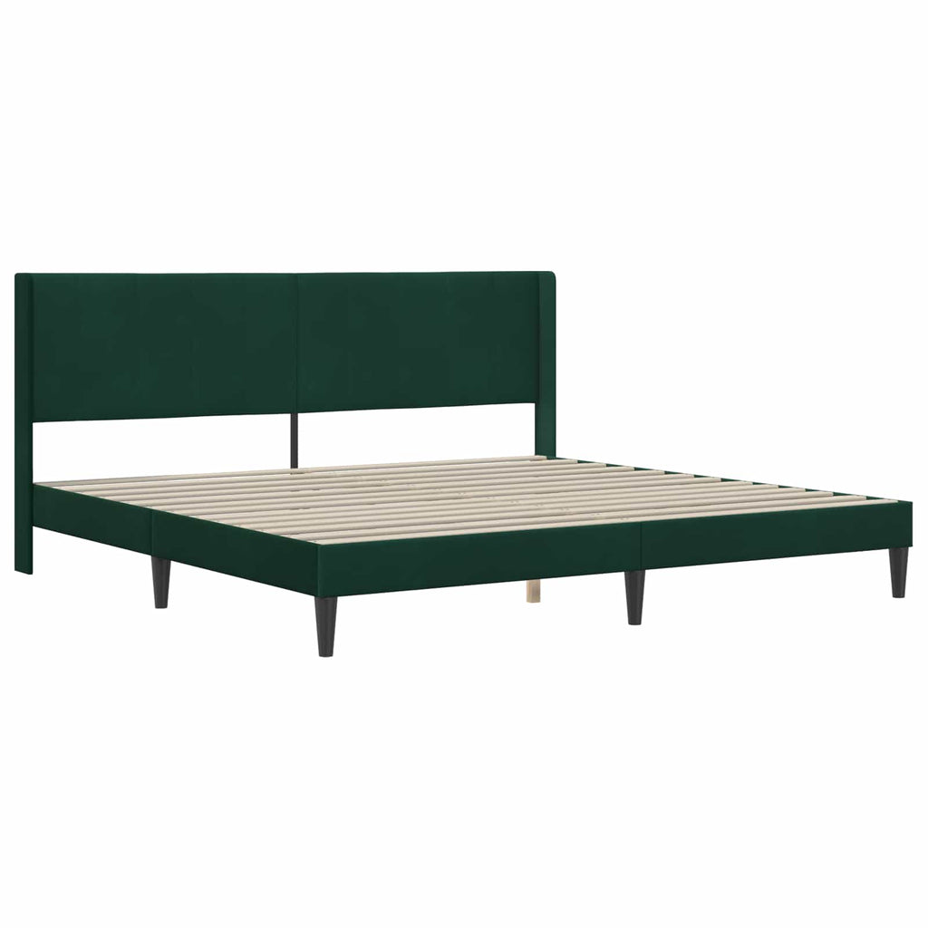 vidaXL Rama łóżka z materacem Ciemnozielony 200 x 200 cm Welur