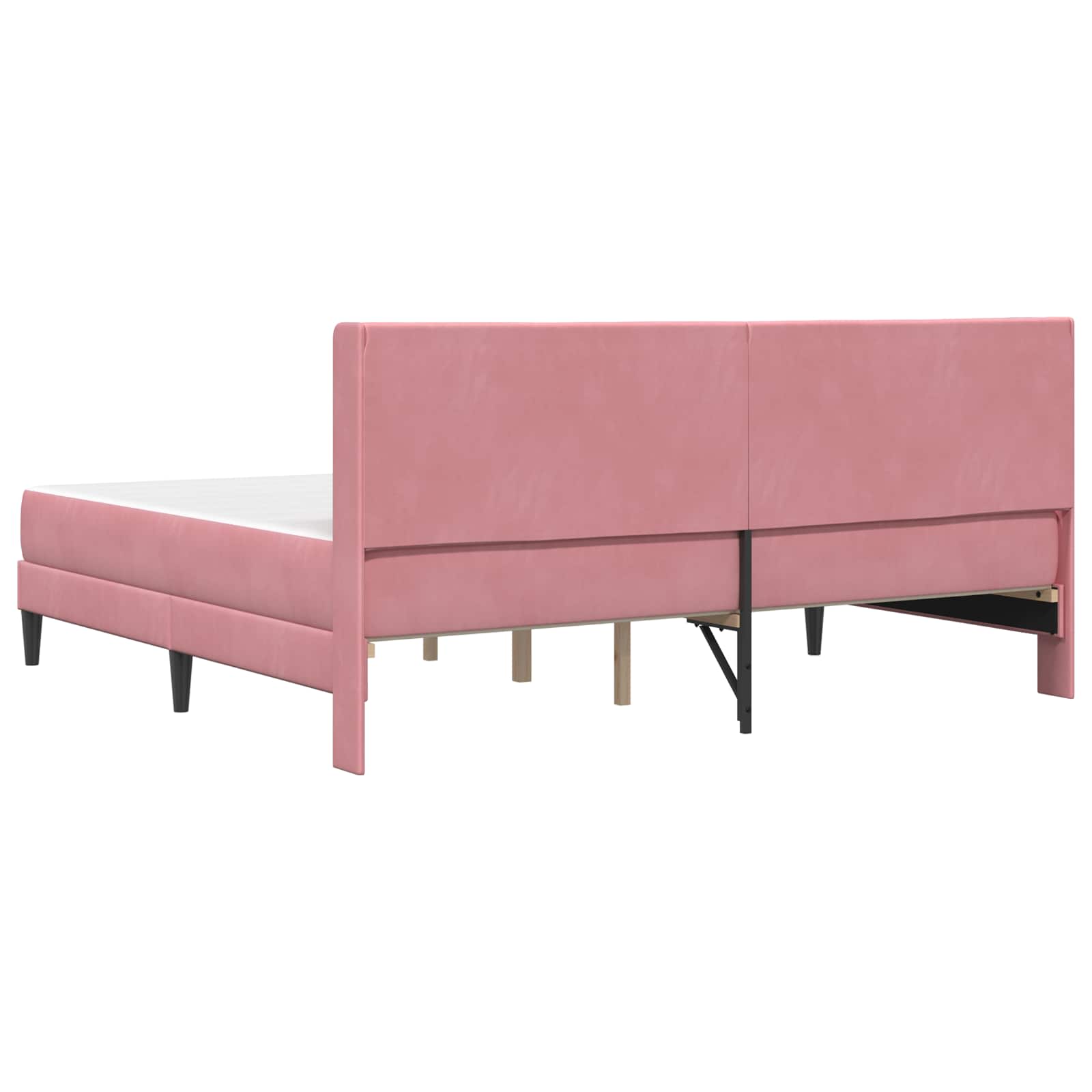 vidaXL Rama łóżka z materacem Z zagłówkiem różowy 200 x 200 cm Welur
