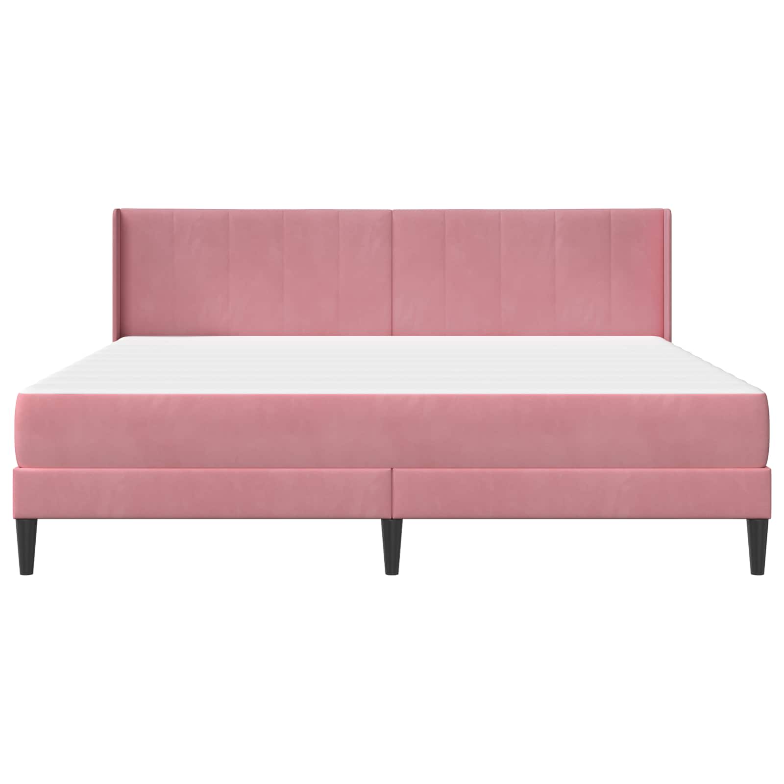 vidaXL Rama łóżka z materacem Z zagłówkiem różowy 200 x 200 cm Welur