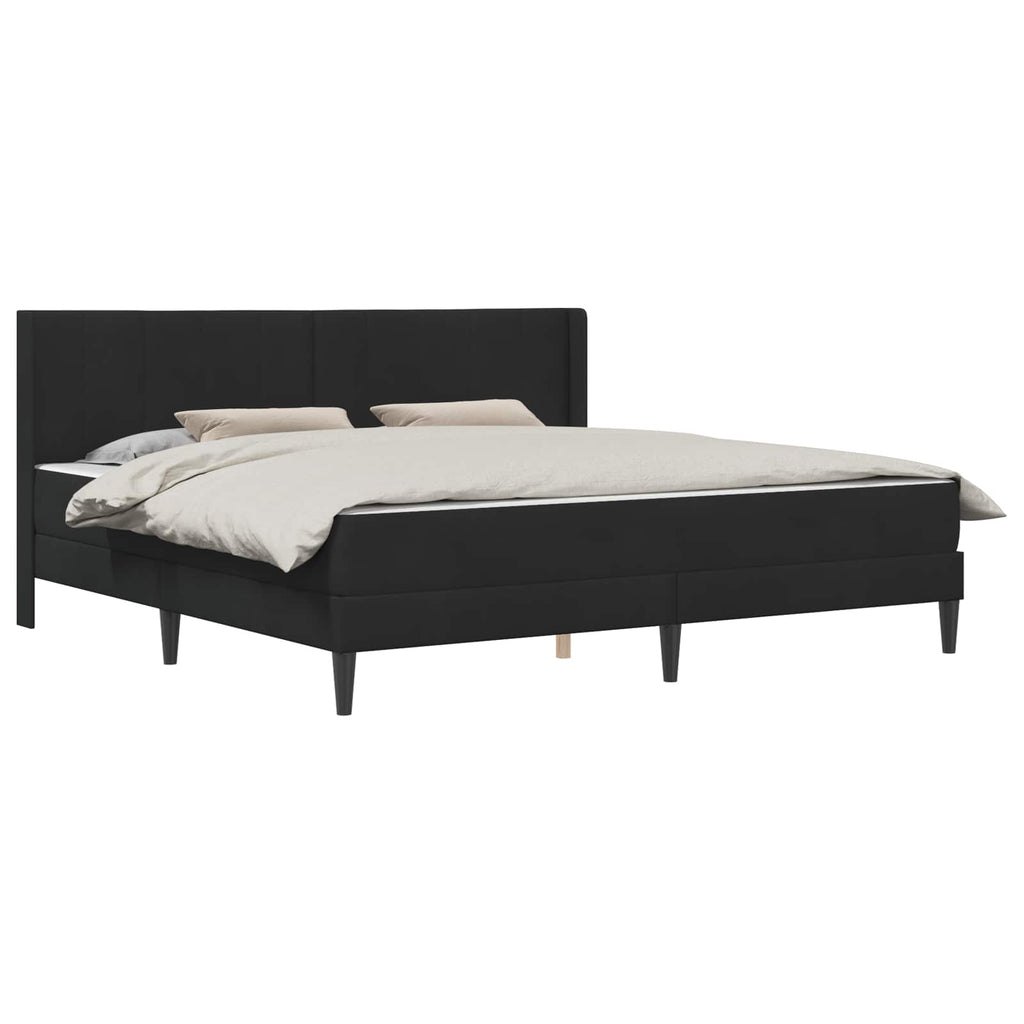 vidaXL Rama łóżka z materacem Z zagłówkiem Czarny 200 x 200 cm Welur