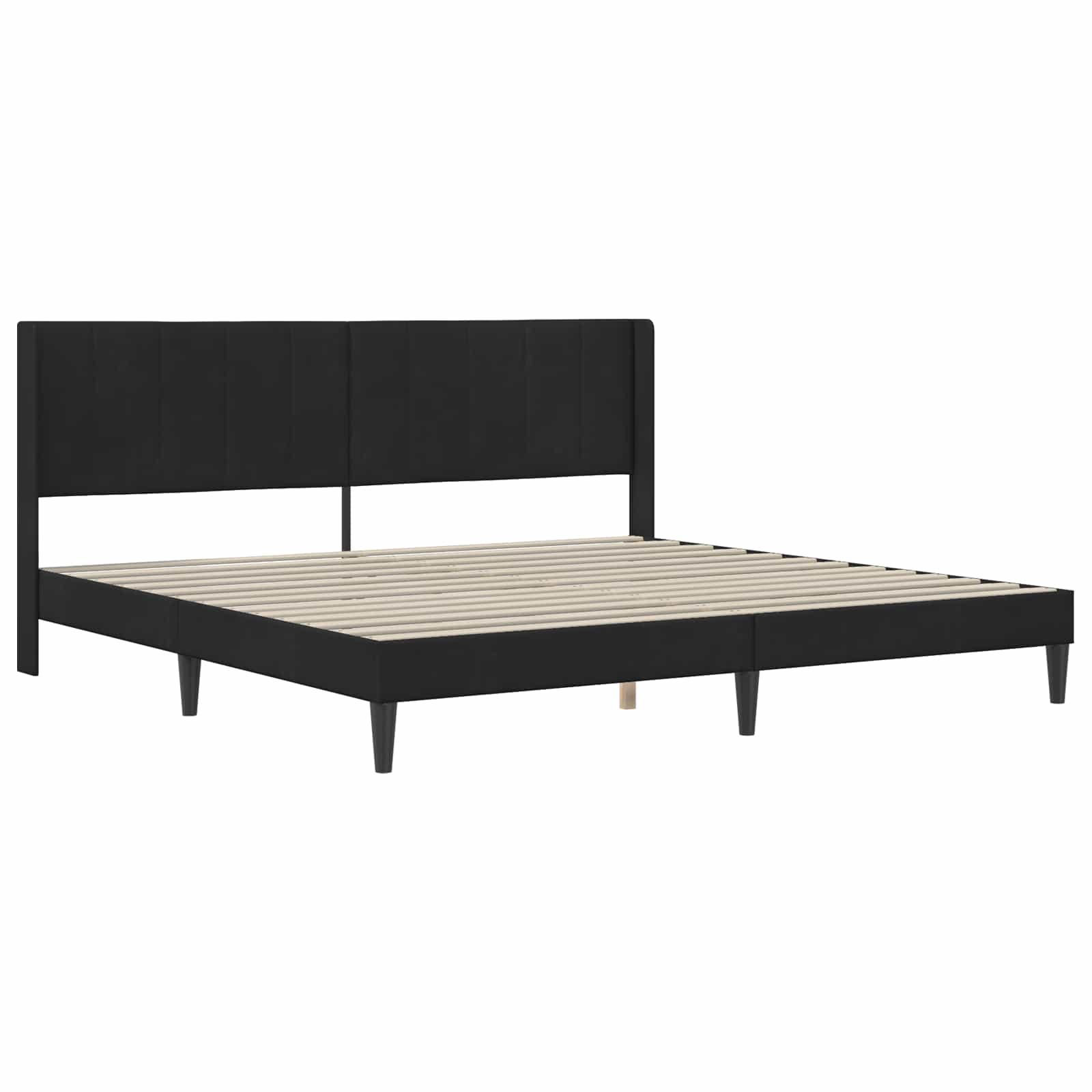 vidaXL Rama łóżka z materacem Z zagłówkiem Czarny 200 x 200 cm Welur