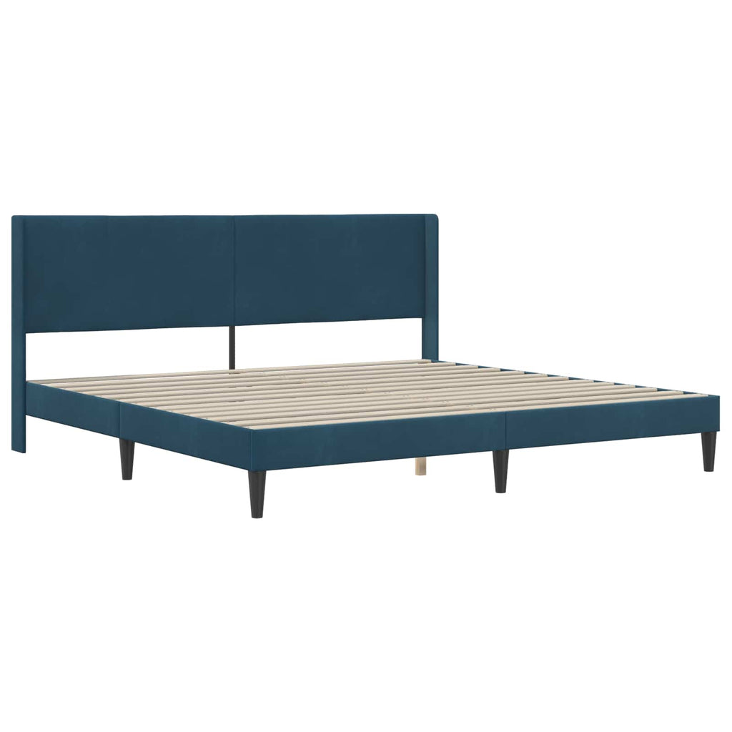 vidaXL Rama łóżka z materacem niebieski 200 x 200 cm Welur