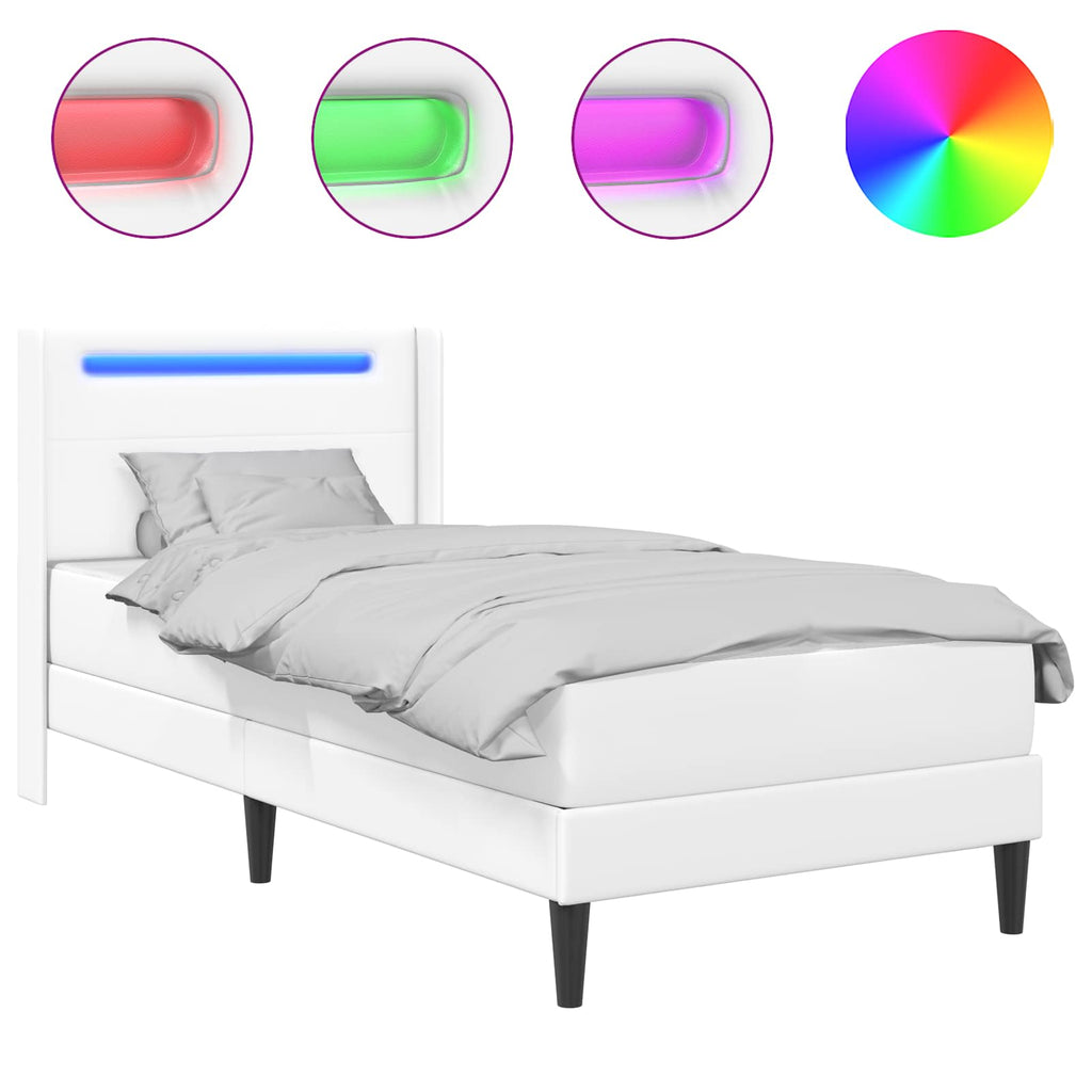 vidaXL Rama łóżka z materacem Biały 80 x 200 cm Ekoskóra