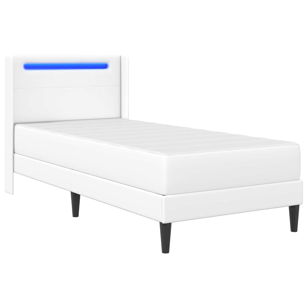 vidaXL Rama łóżka z materacem Biały 80 x 200 cm Ekoskóra