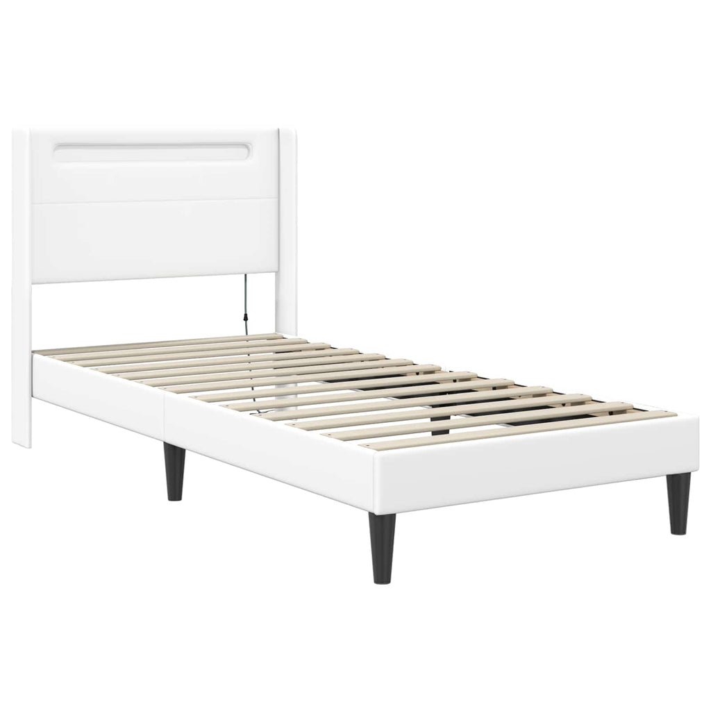 vidaXL Rama łóżka z materacem Biały 80 x 200 cm Ekoskóra