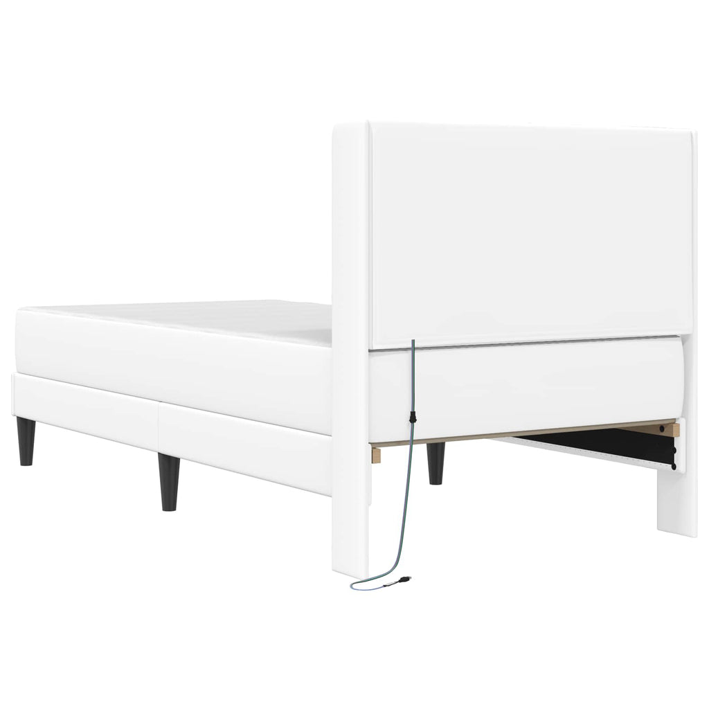 vidaXL Rama łóżka z materacem Biały 80 x 200 cm Ekoskóra