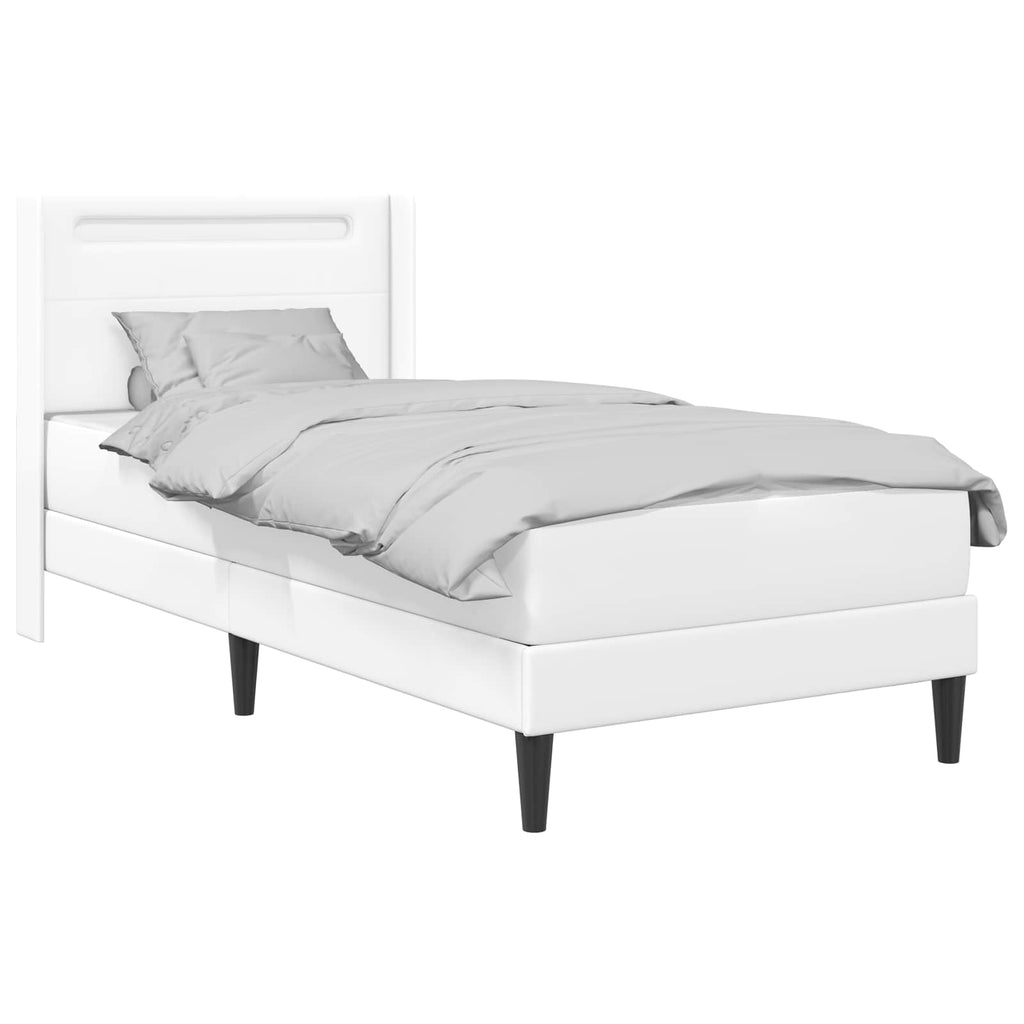 vidaXL Rama łóżka z materacem Biały 80 x 200 cm Ekoskóra