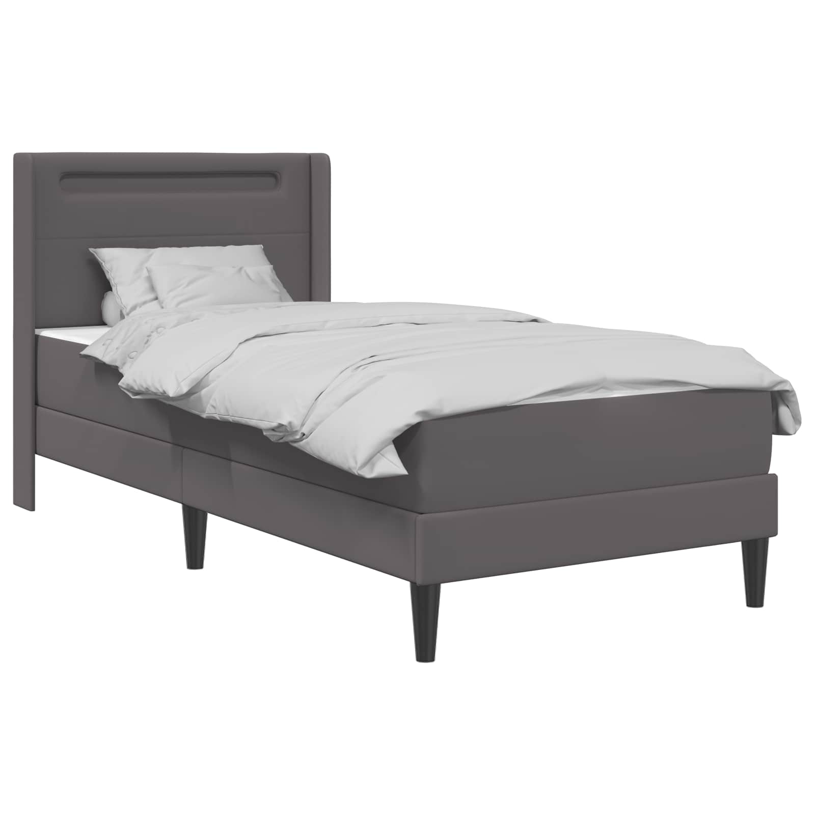 vidaXL Rama łóżka z materacem Szary 90 x 190 cm Ekoskóra