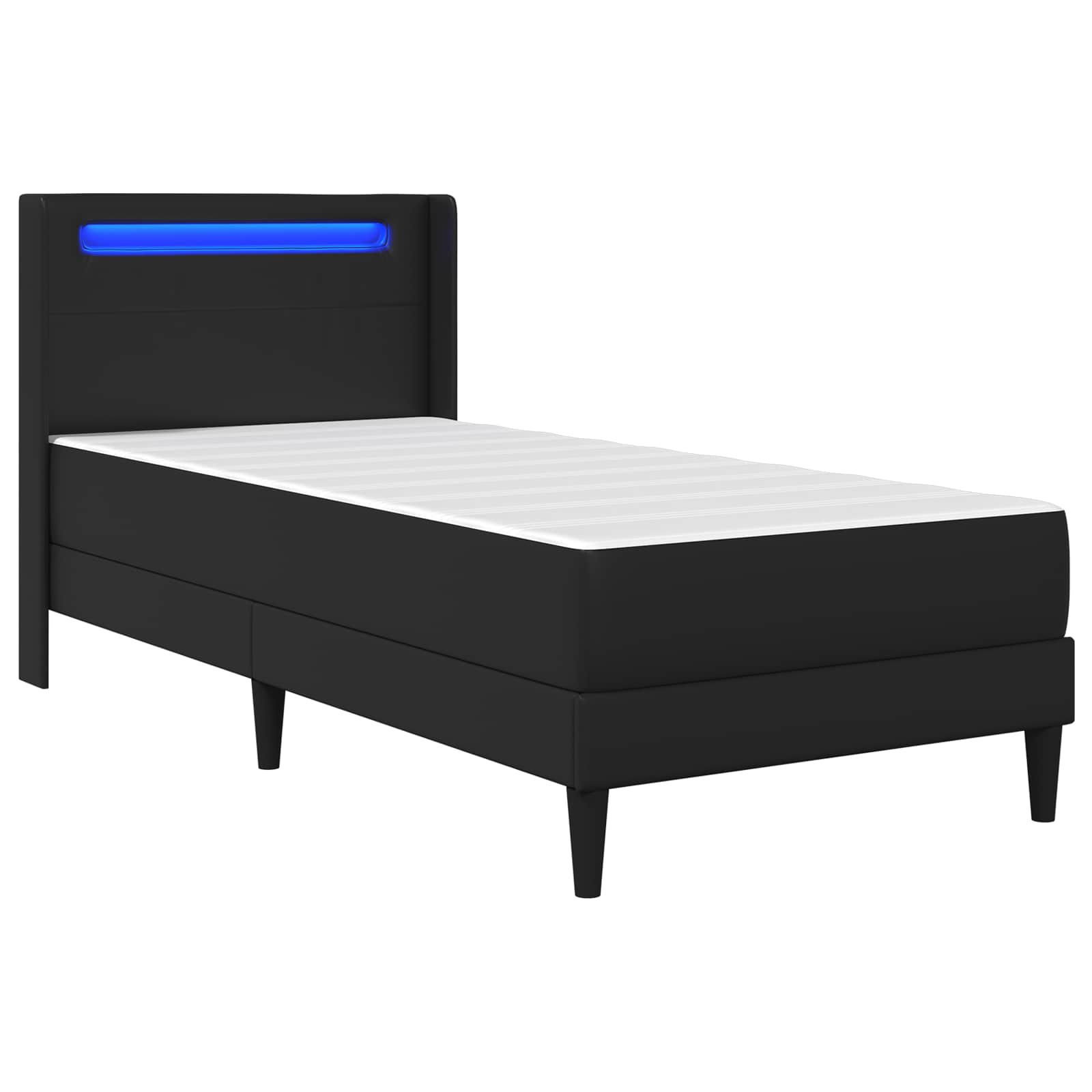 vidaXL Rama łóżka z materacem Czarny 90 x 190 cm Ekoskóra