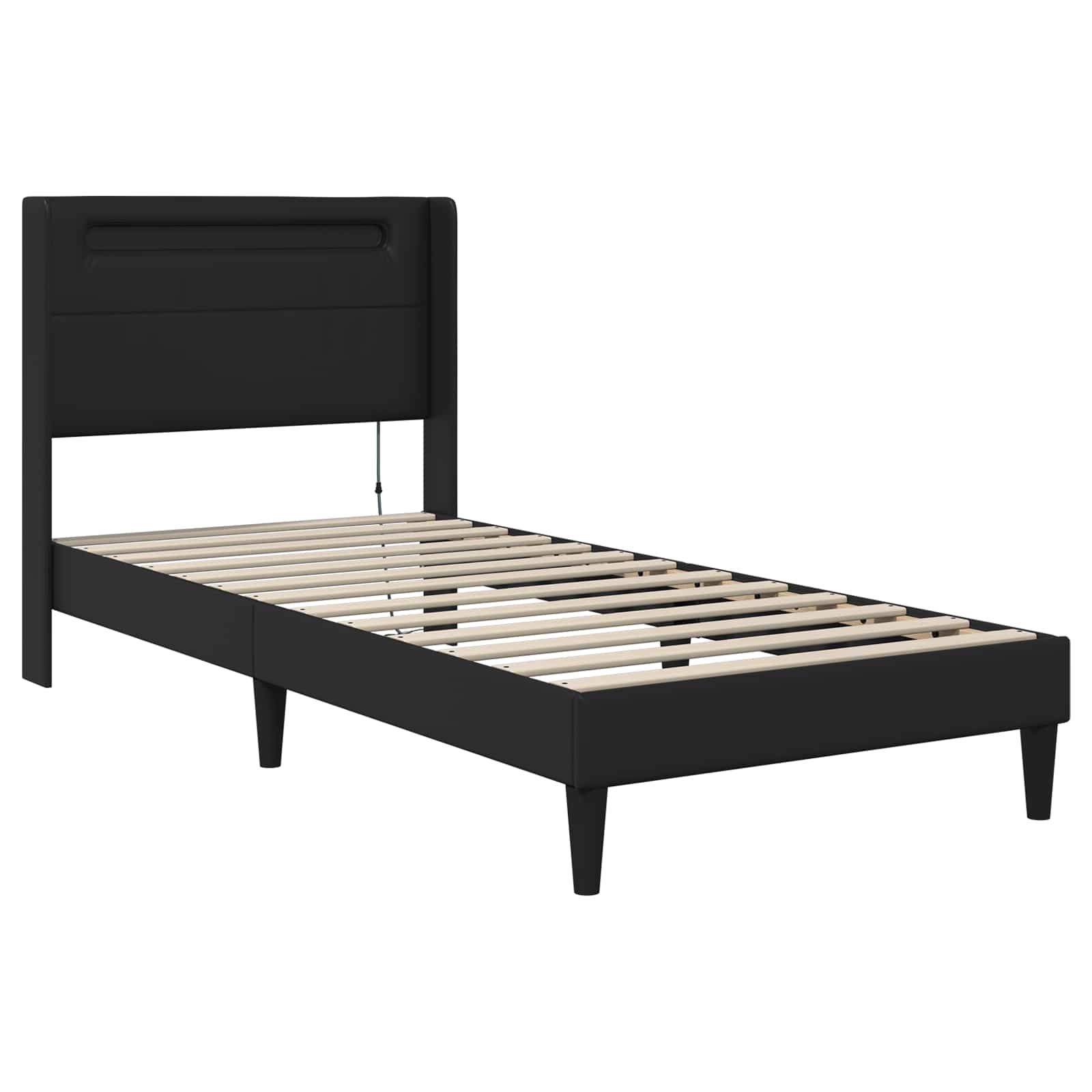 vidaXL Rama łóżka z materacem Czarny 90 x 190 cm Ekoskóra