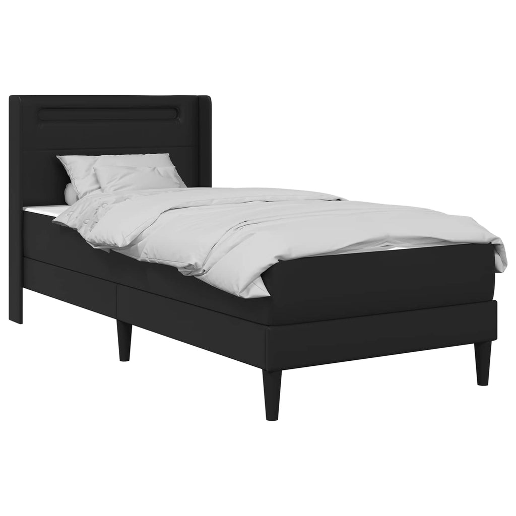 vidaXL Rama łóżka z materacem Czarny 90 x 190 cm Ekoskóra