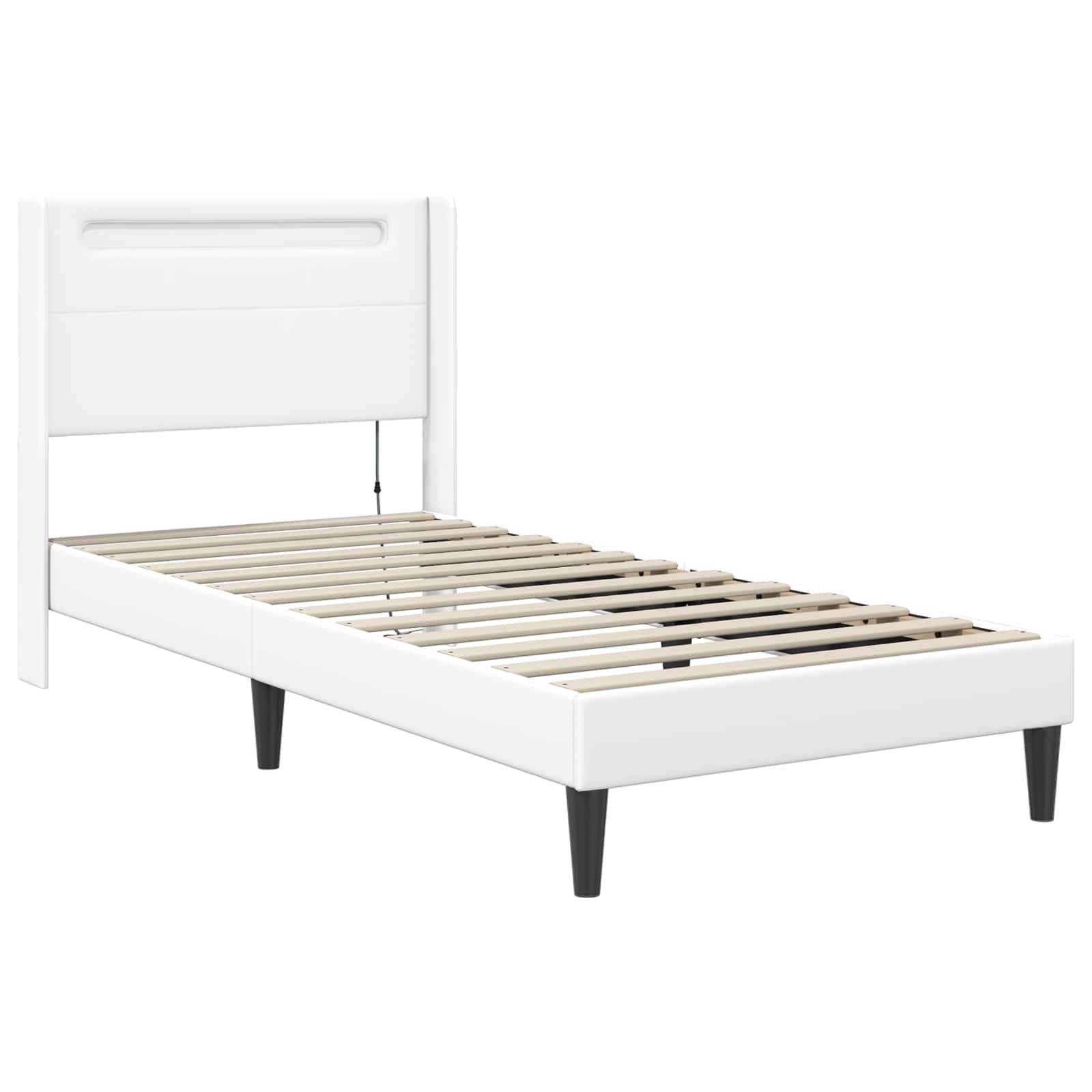vidaXL Rama łóżka z materacem Biały 90 x 190 cm Ekoskóra