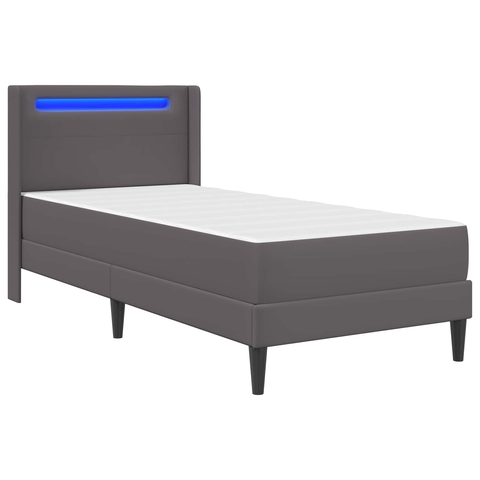 vidaXL Rama łóżka z materacem Szary 90 x 200 cm Ekoskóra