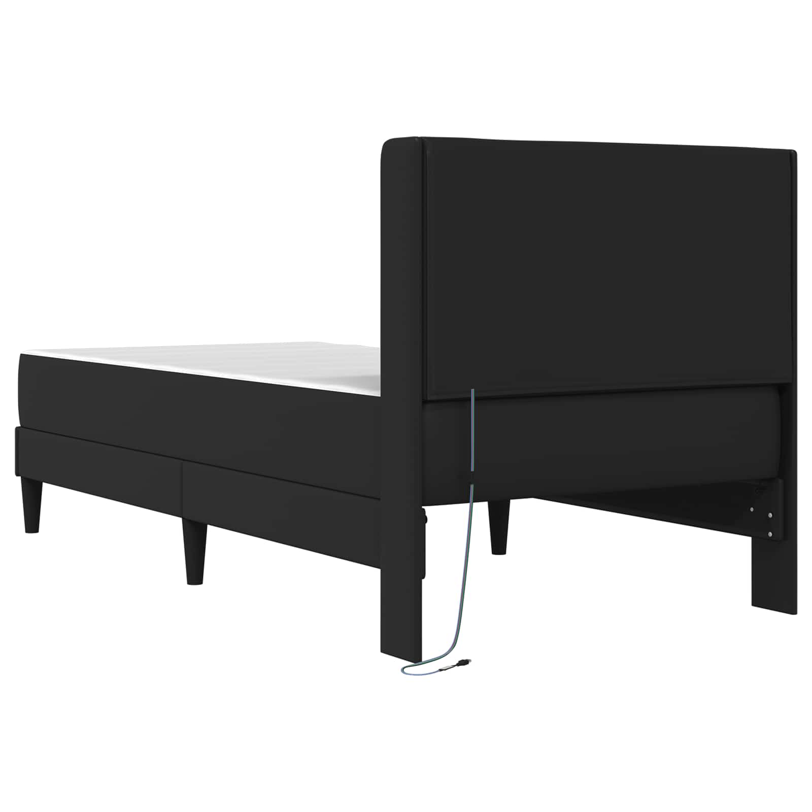 vidaXL Rama łóżka z materacem Czarny 90 x 200 cm Ekoskóra