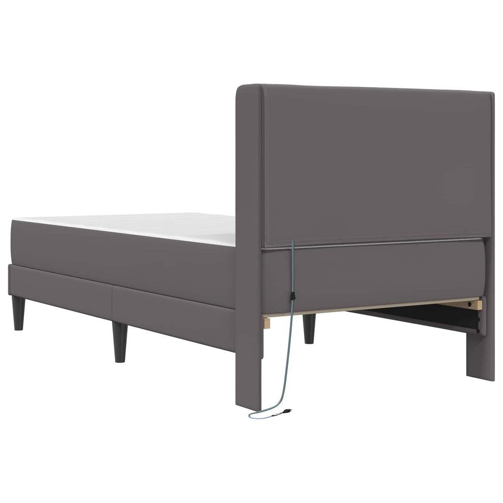 vidaXL Rama łóżka z materacem Szary 100 x 200 cm Ekoskóra