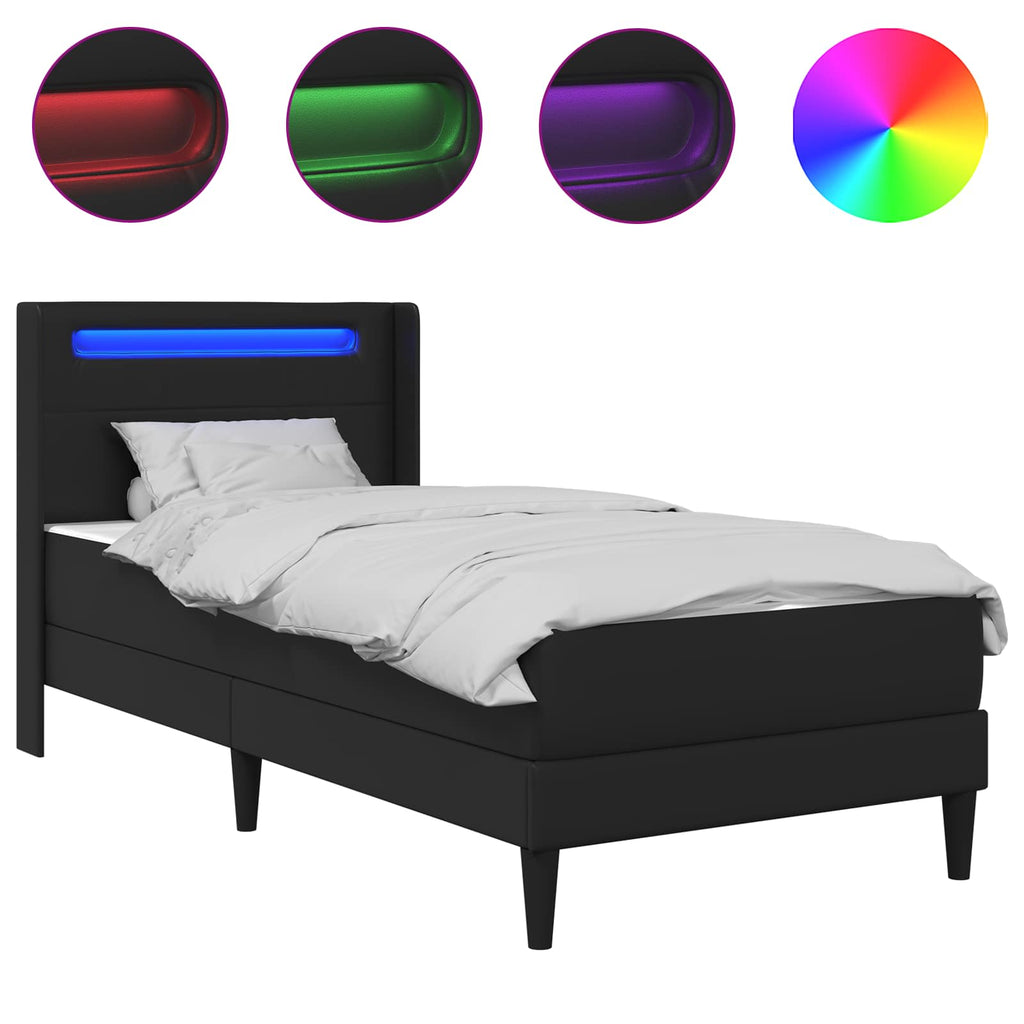 vidaXL Rama łóżka z materacem Czarny 100 x 200 cm Ekoskóra