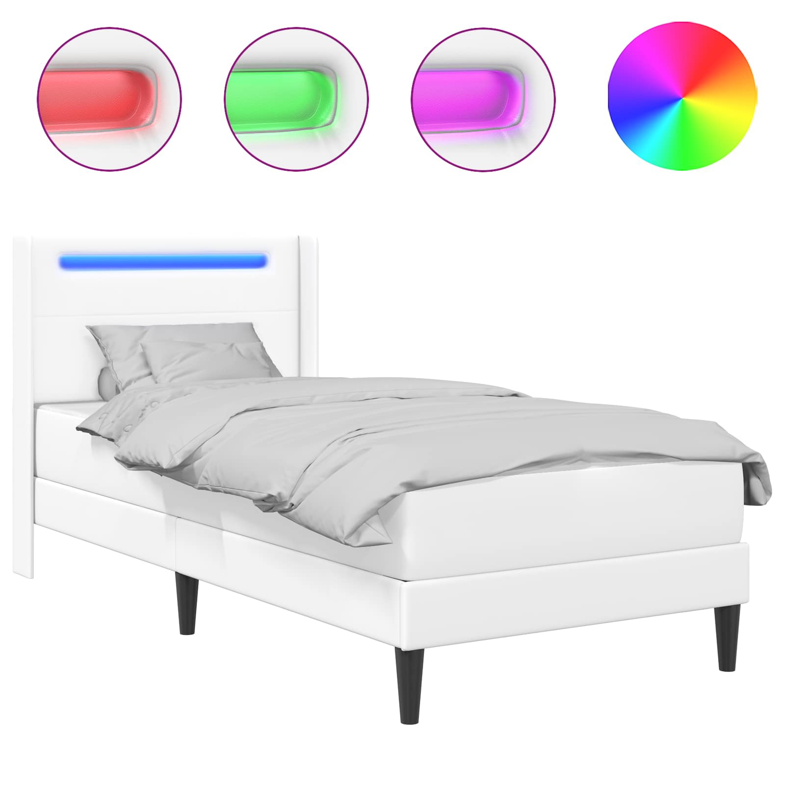 vidaXL Rama łóżka z materacem Biały 100 x 200 cm Ekoskóra