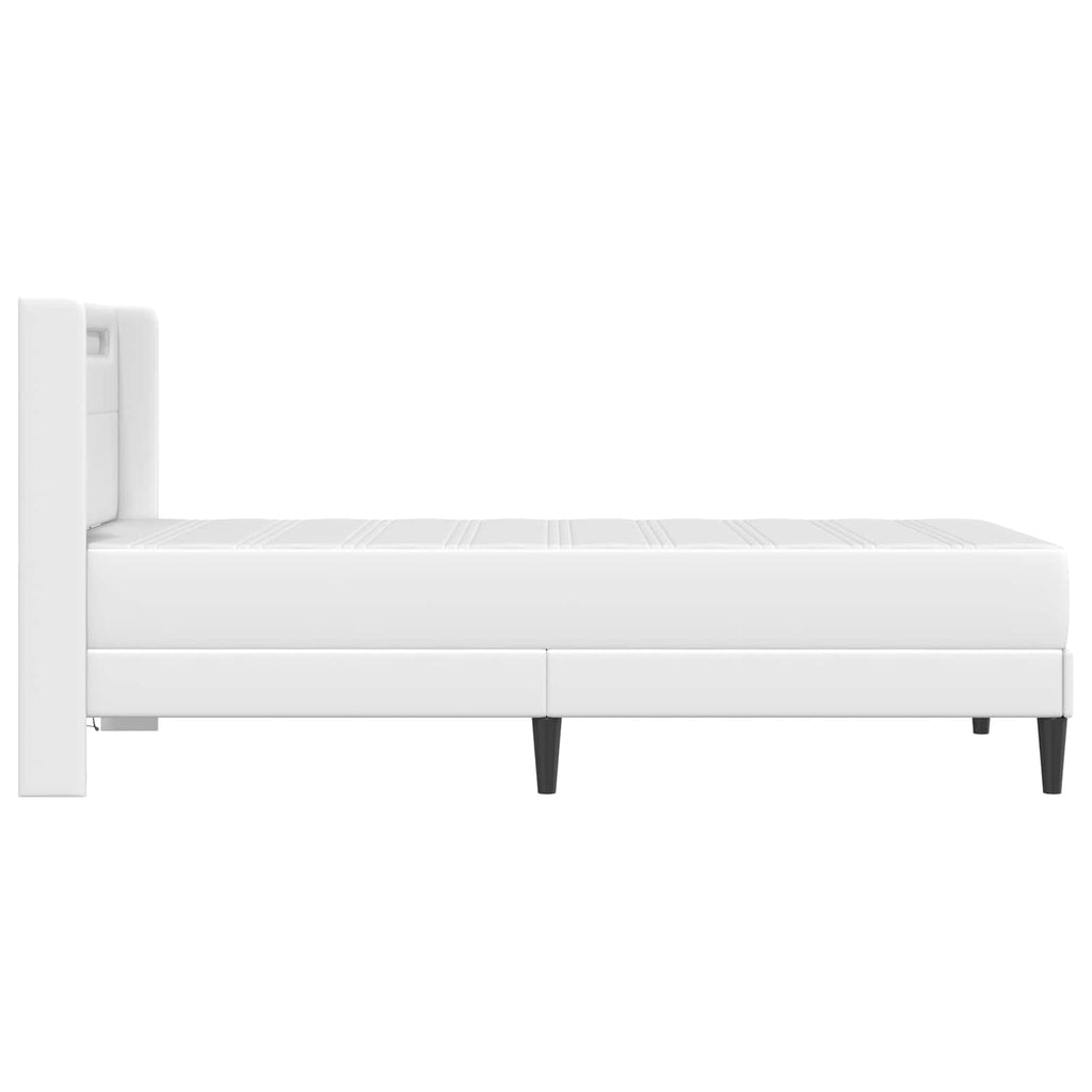 vidaXL Rama łóżka z materacem Biały 100 x 200 cm Ekoskóra