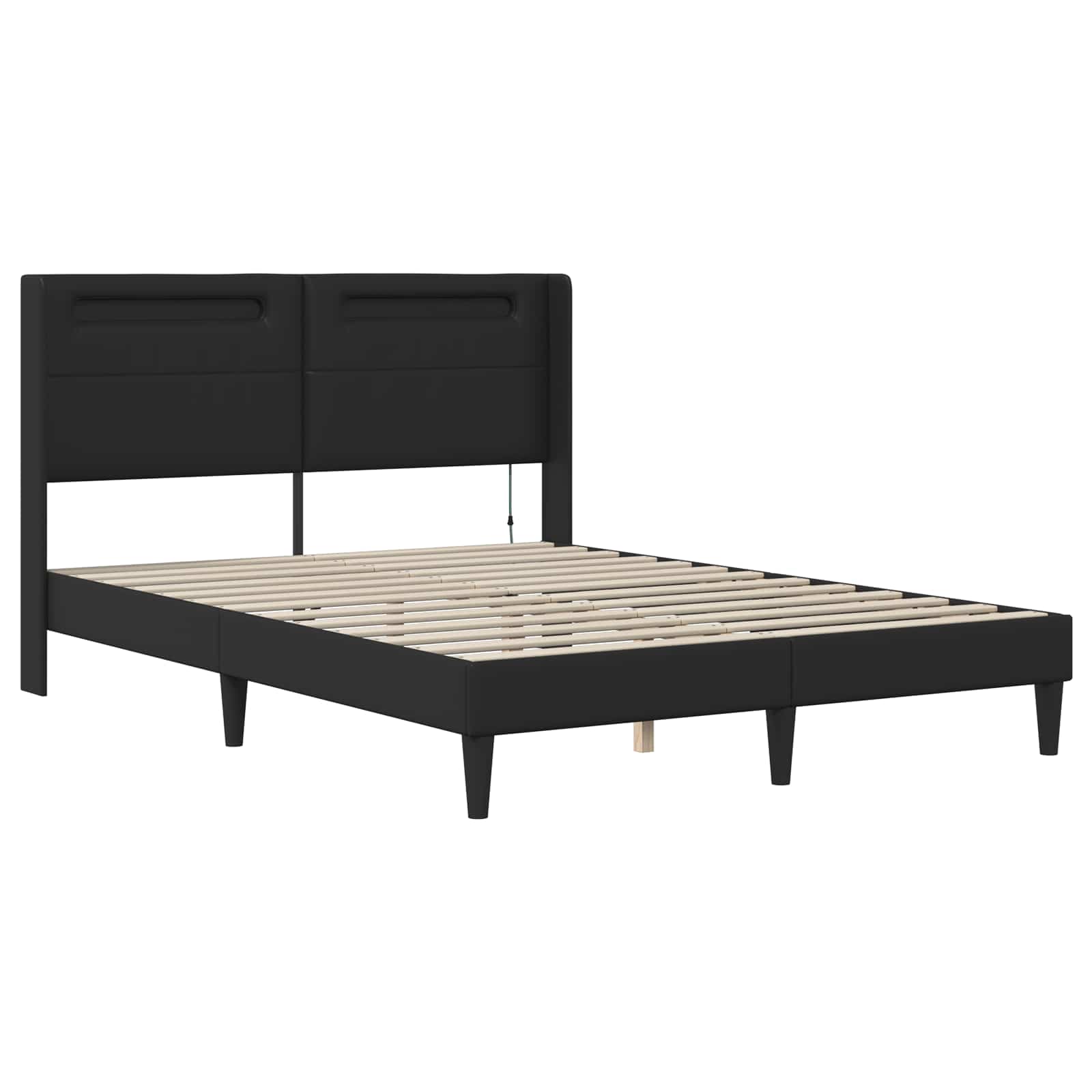 vidaXL Rama łóżka z materacem Czarny 120 x 190 cm Ekoskóra