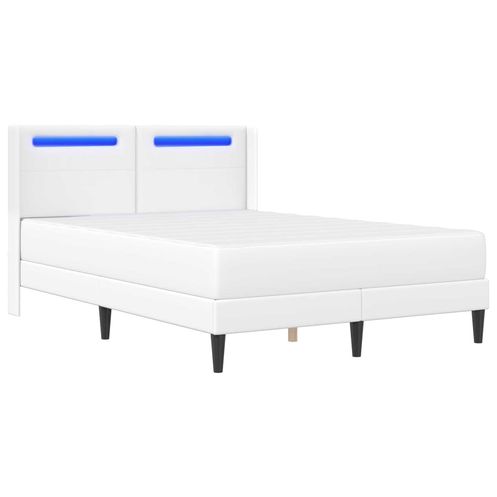 vidaXL Rama łóżka z materacem Biały 120 x 190 cm Ekoskóra