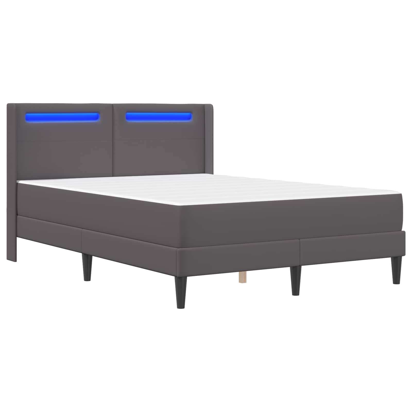vidaXL Rama łóżka z materacem Szary 140 x 190 cm Ekoskóra