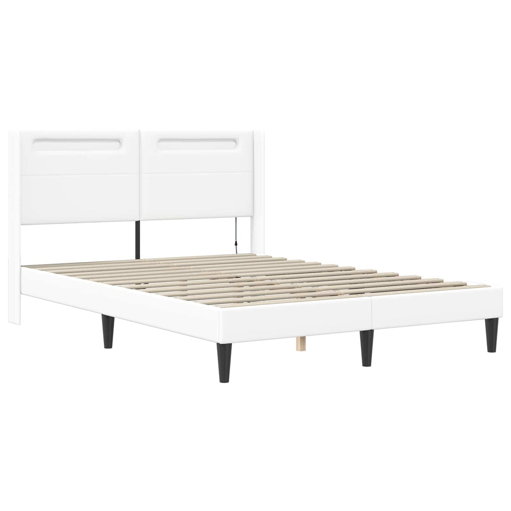 vidaXL Rama łóżka z materacem Biały 140 x 200 cm Ekoskóra