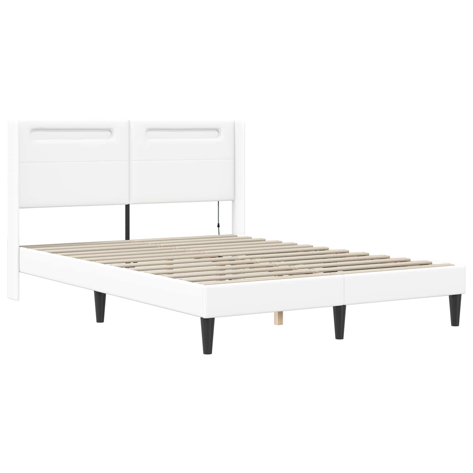 vidaXL Rama łóżka z materacem Biały 140 x 200 cm Ekoskóra