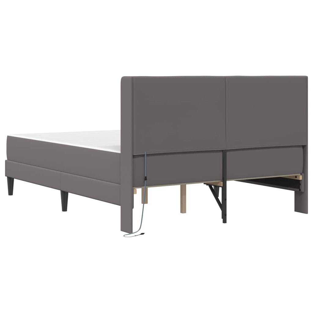 vidaXL Rama łóżka z materacem Szary 160 x 200 cm Ekoskóra