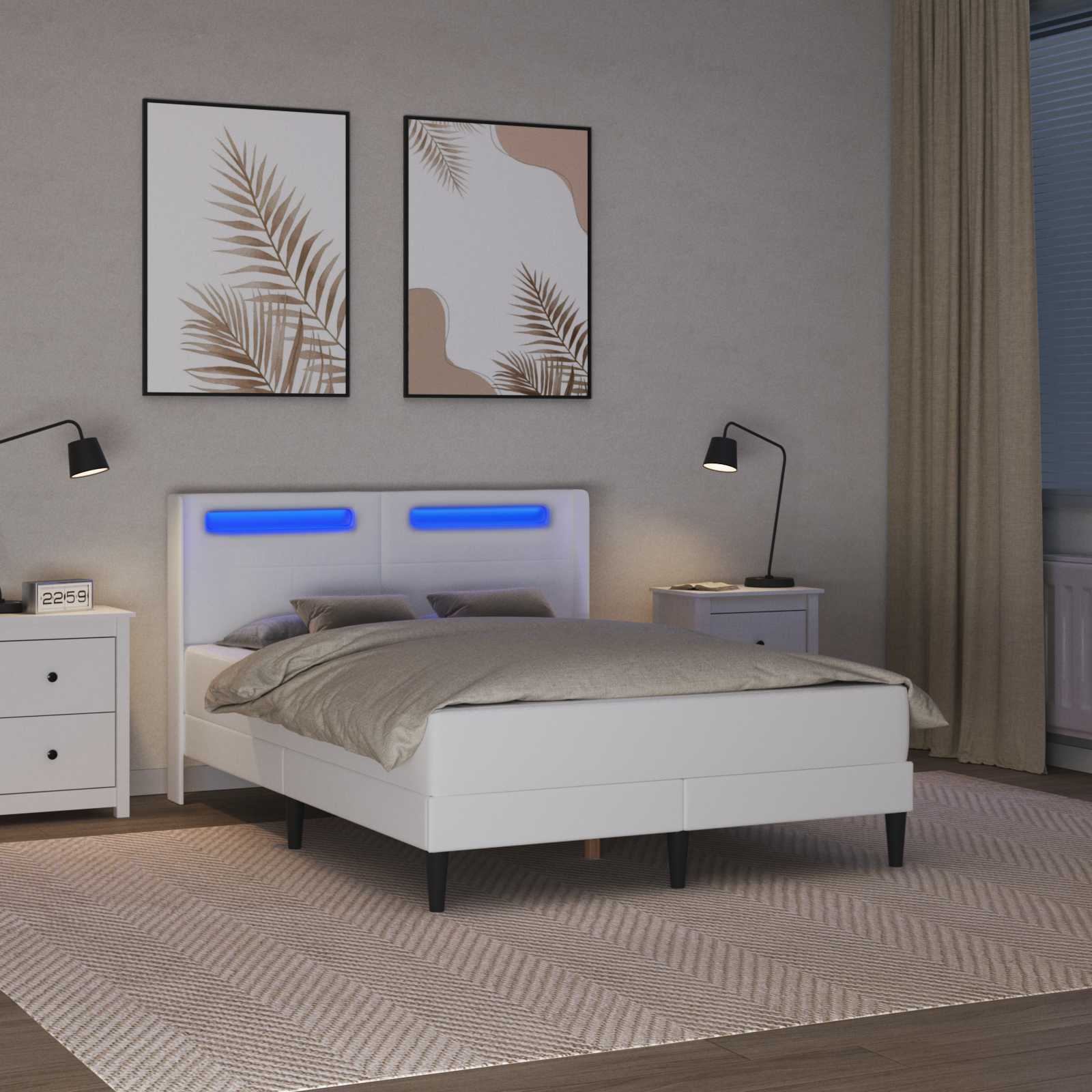 vidaXL Rama łóżka z materacem Biały 160 x 200 cm Ekoskóra