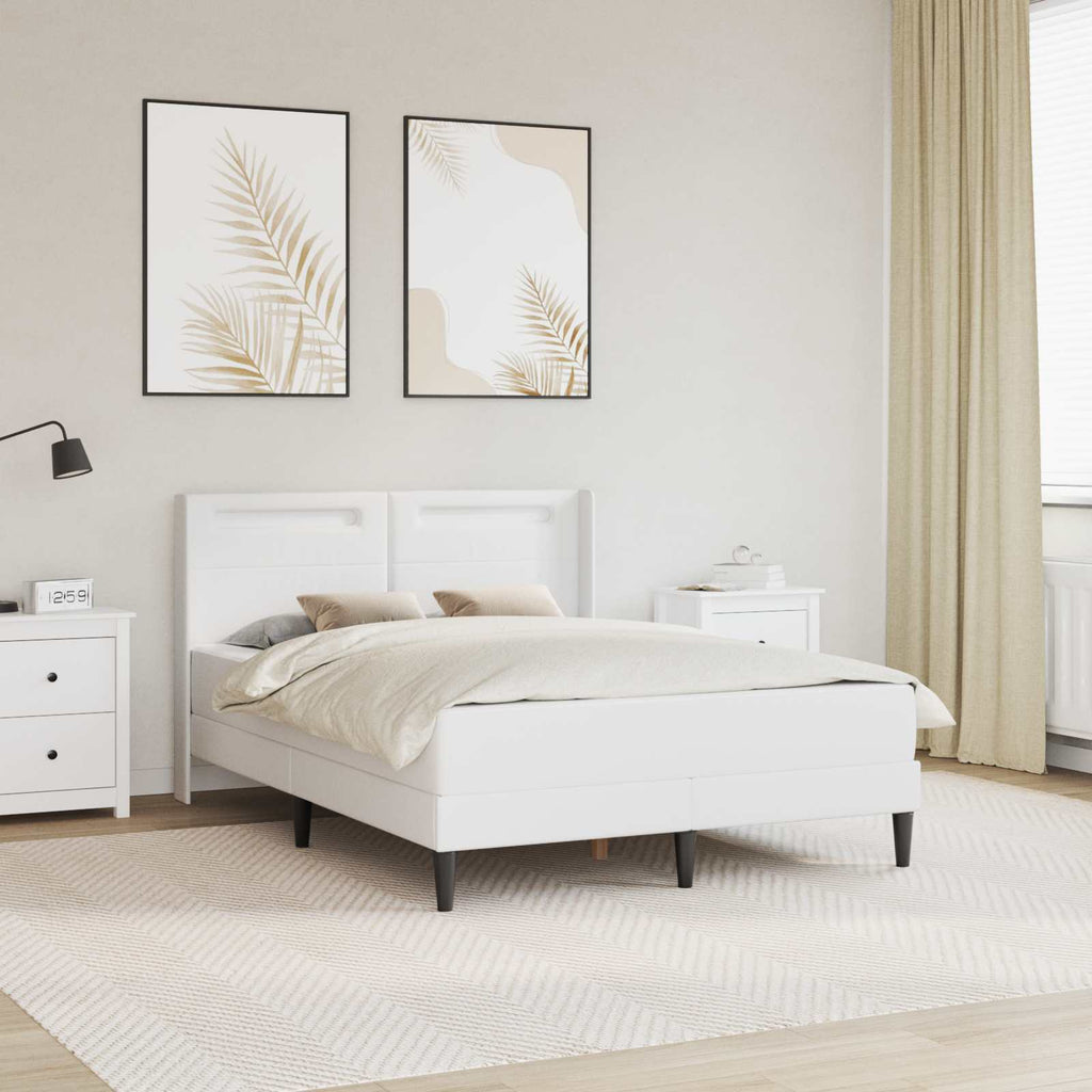 vidaXL Rama łóżka z materacem Biały 160 x 200 cm Ekoskóra