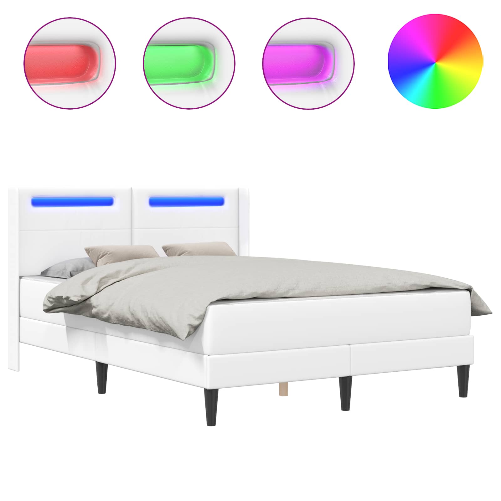 vidaXL Rama łóżka z materacem Biały 160 x 200 cm Ekoskóra
