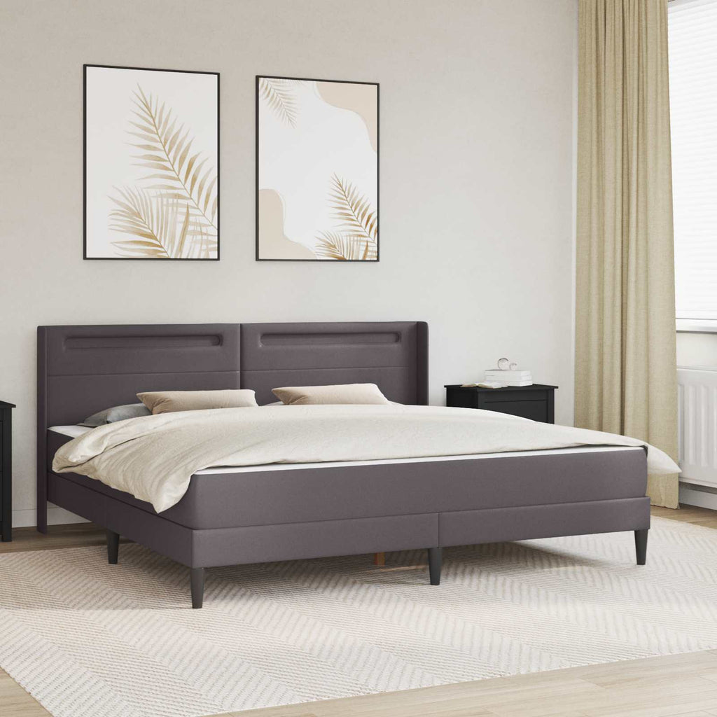vidaXL Rama łóżka z materacem Szary 180 x 200 cm Ekoskóra
