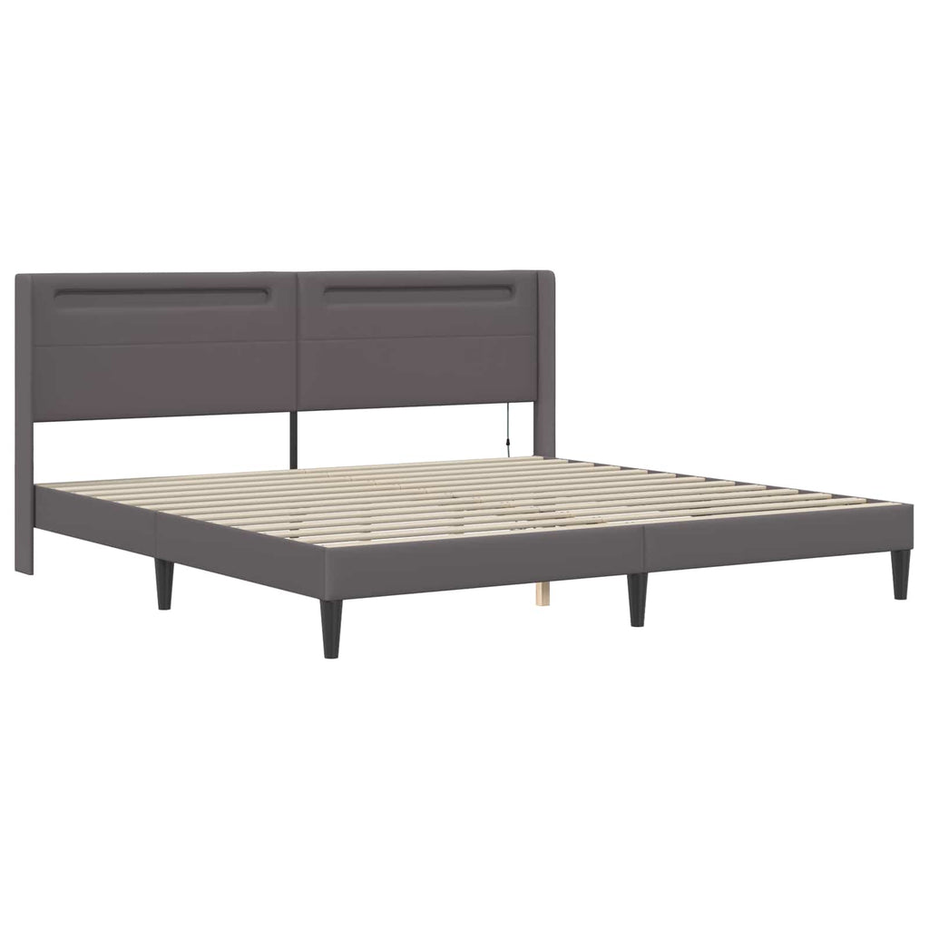 vidaXL Rama łóżka z materacem Szary 180 x 200 cm Ekoskóra