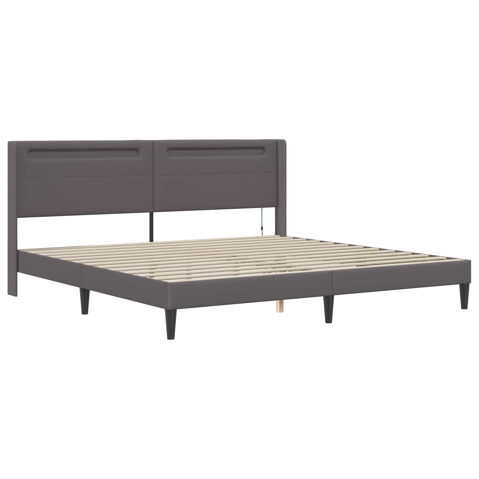 vidaXL Rama łóżka z materacem Szary 180 x 200 cm Ekoskóra