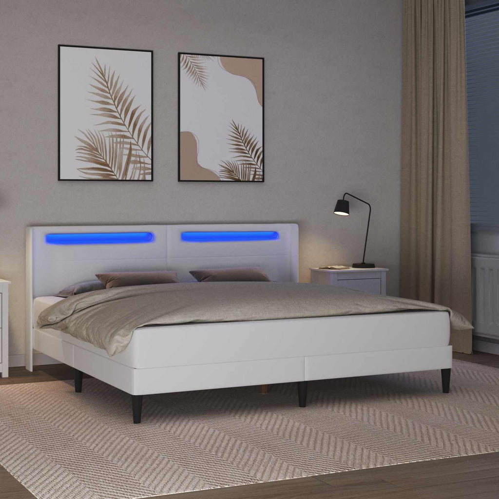 vidaXL Rama łóżka z materacem Biały 180 x 200 cm Ekoskóra