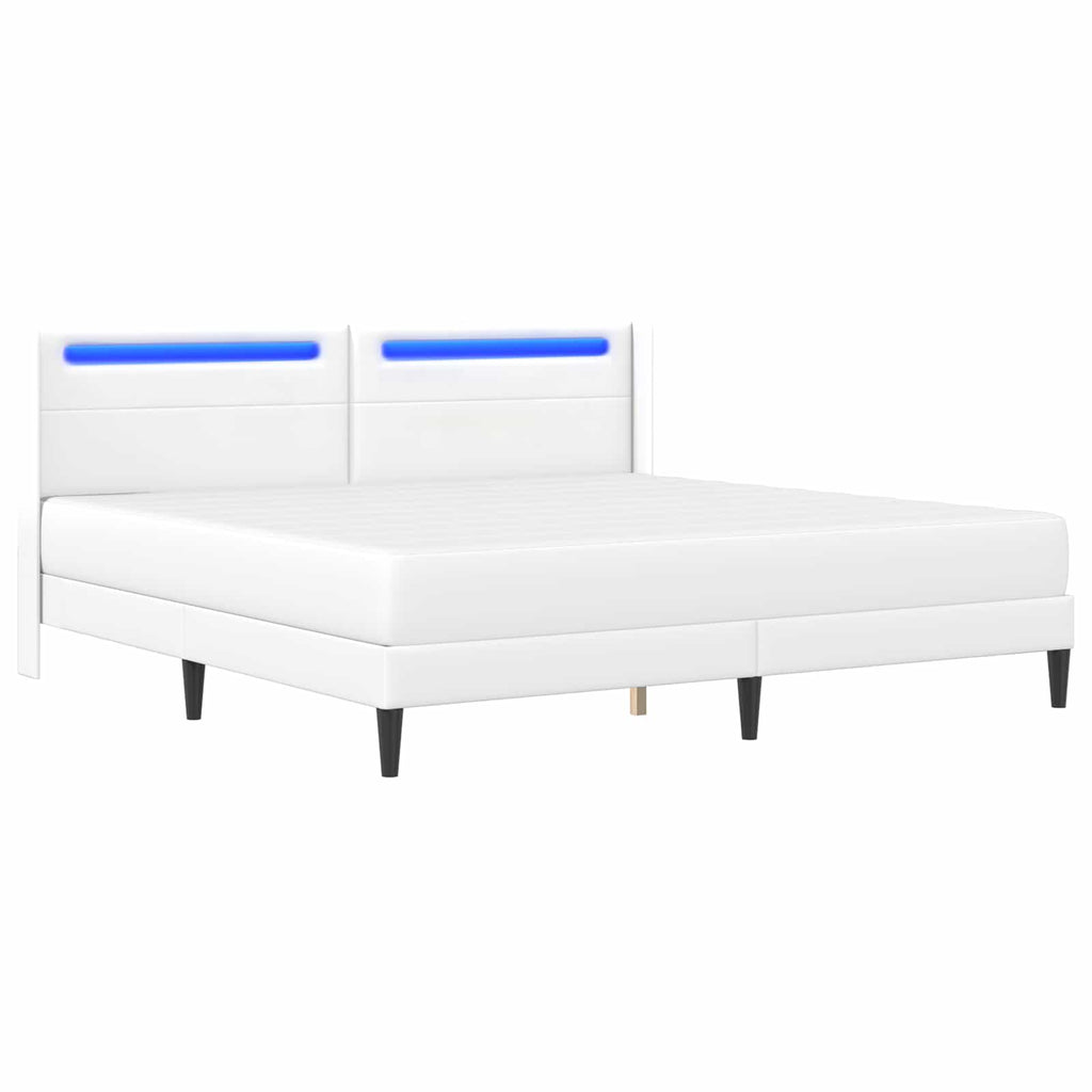vidaXL Rama łóżka z materacem Biały 180 x 200 cm Ekoskóra