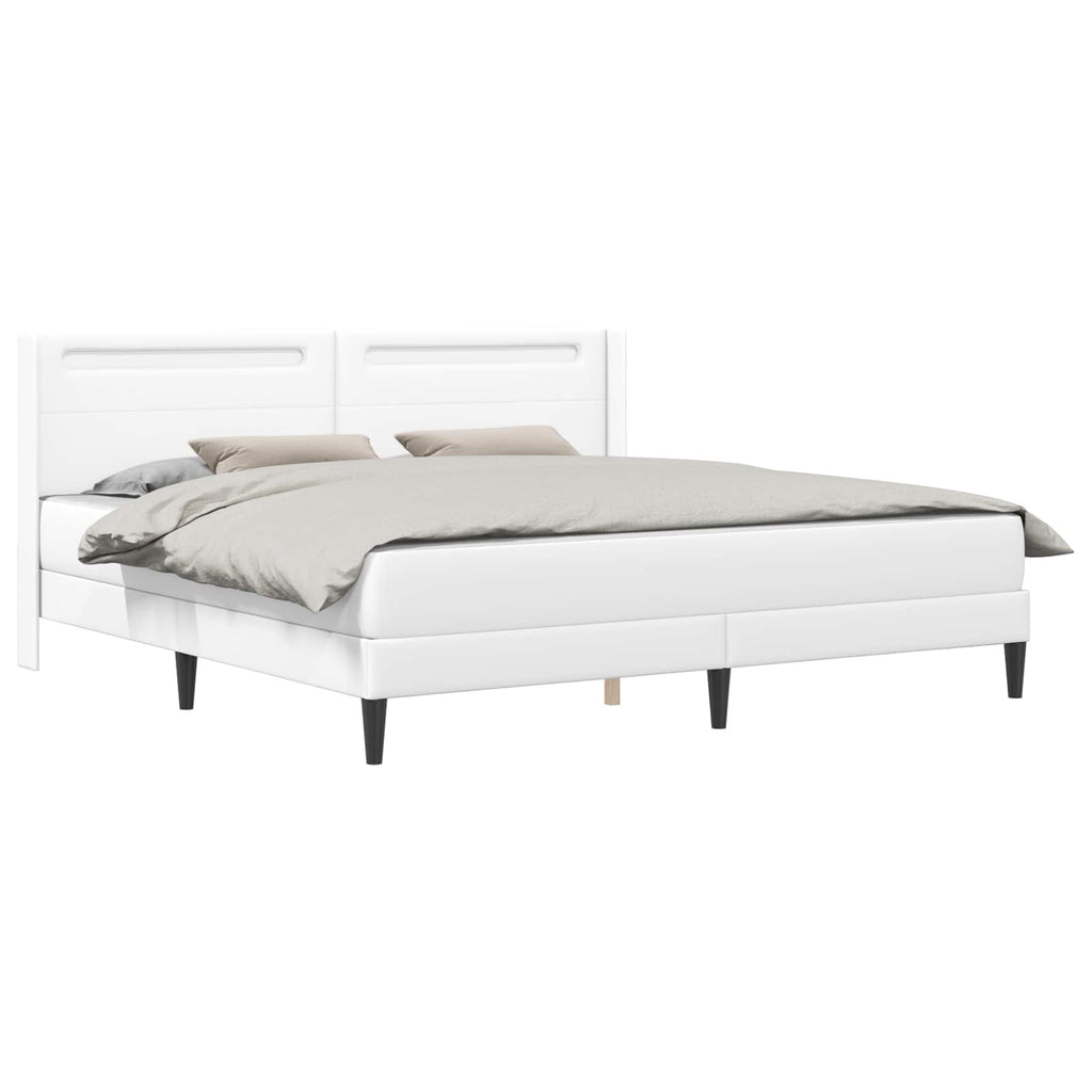 vidaXL Rama łóżka z materacem Biały 180 x 200 cm Ekoskóra